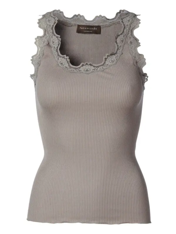 Rosemunde Silk Cotton Lace Top - Earth Grey