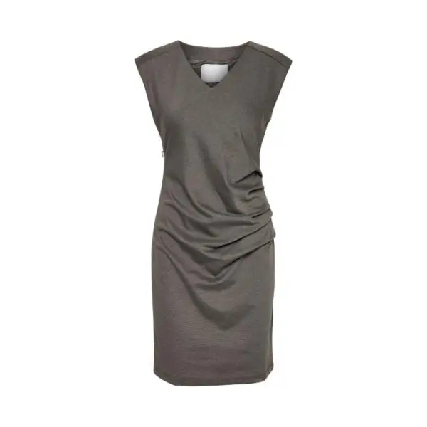 Kaffe India V Neck Sleeveless Dress  - Dark Grey Melange
