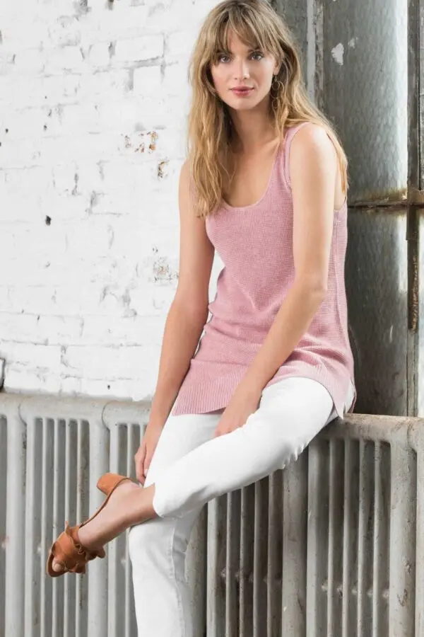 Lilla P Waffle Stitch Tank - Tea Rose - Image 2