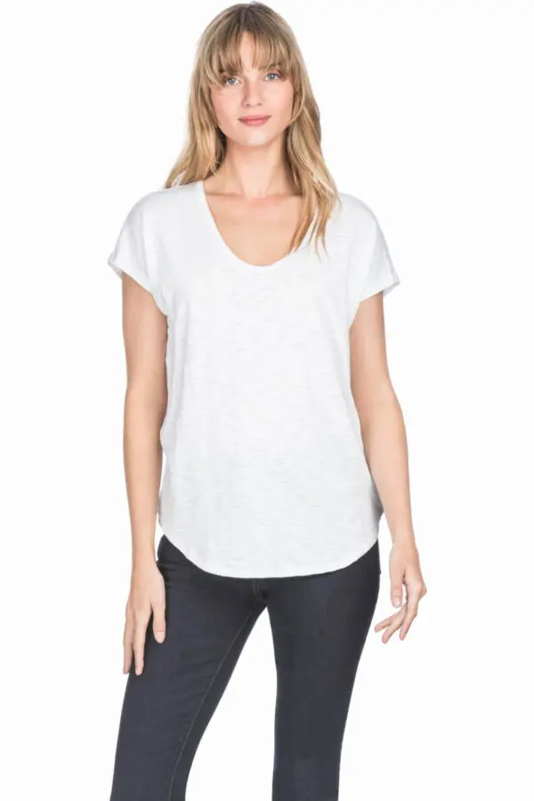 Lilla P Short Sleeve Easy Scoop Neck - White