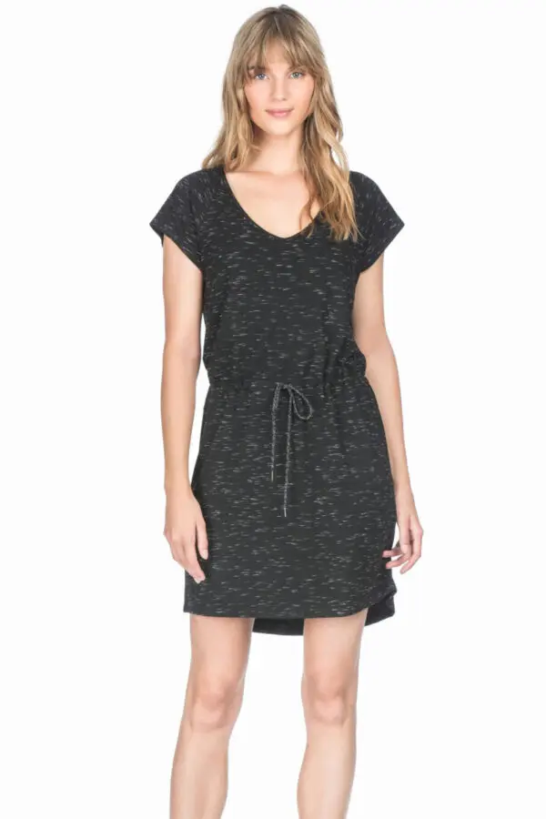 Lilla P Short Sleeve V Neck Dress - Black / White