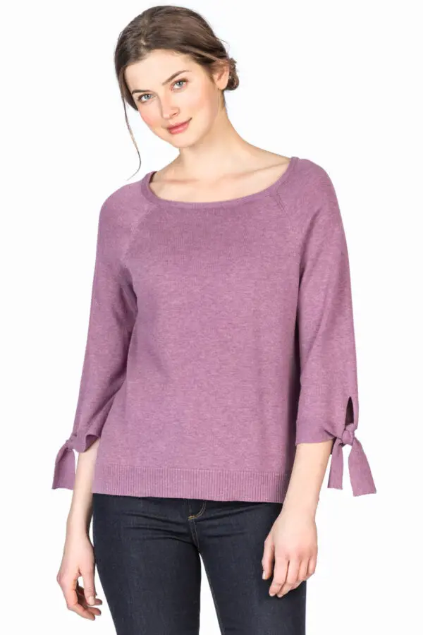 Lilla P Tie Sleeve Boatneck Sweater - Sugarplum