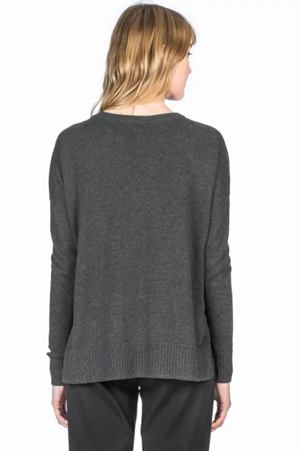 Lilla P Dropped Shoulder Split Neck Sweater - Graphite - Image 3