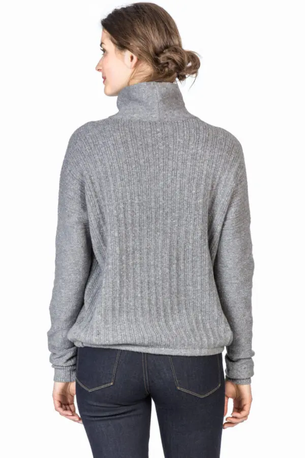 Lilla P Drawstring Hem Turtleneck Sweater - Charcoal Heather - Image 2