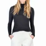 Lilla P Lettuce Edge Turtleneck Top - Black