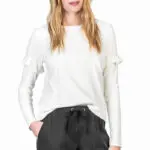 Lilla P L/S Ruffle Sleeve Top - Winter White