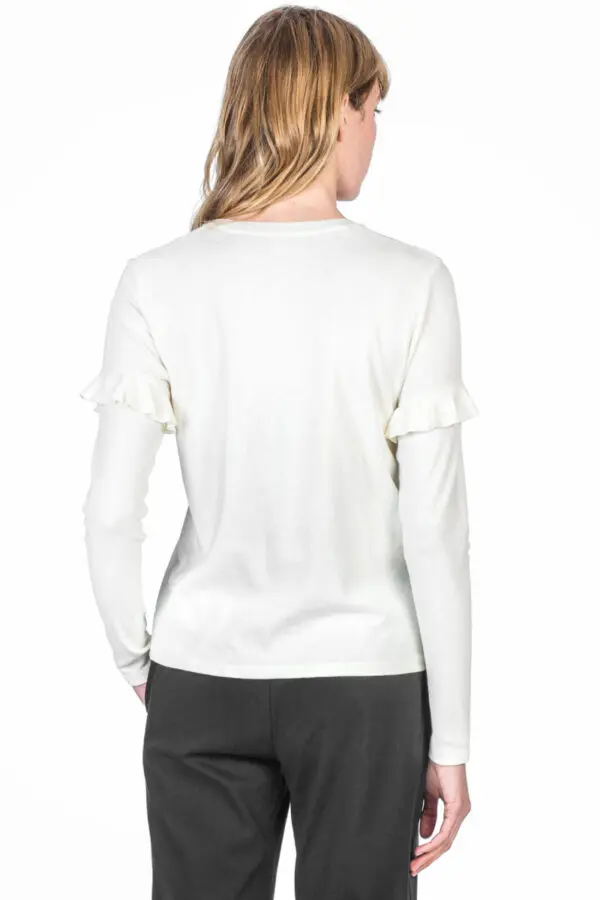 Lilla P L/S Ruffle Sleeve Top - Winter White - Image 2