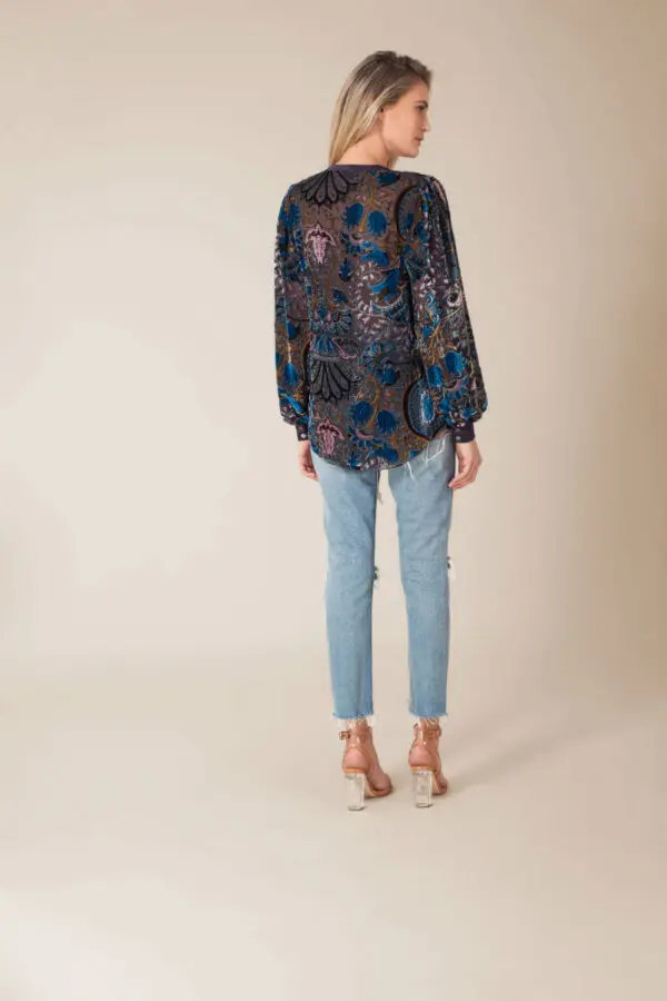 Hale Bob Melina Silk Burnout Blouse - Black - Image 2