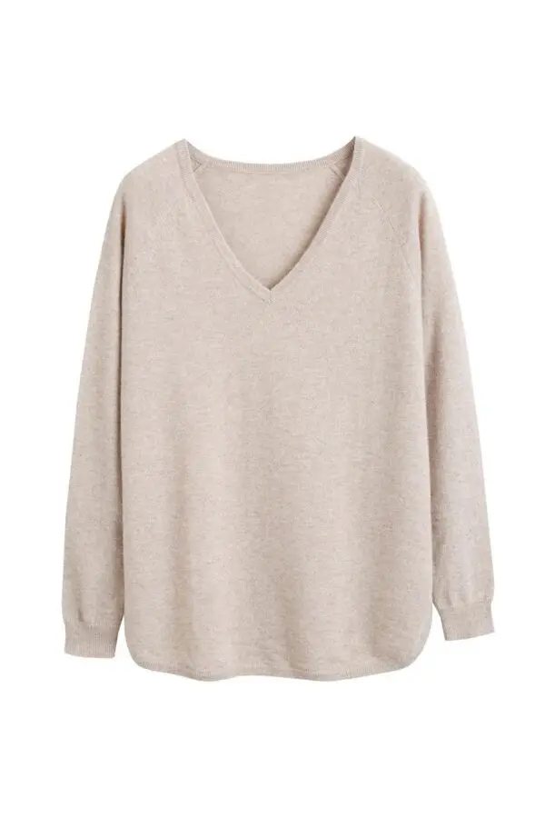 Chinti & Parker The V Neck Sweater - Oatmeal - Image 6