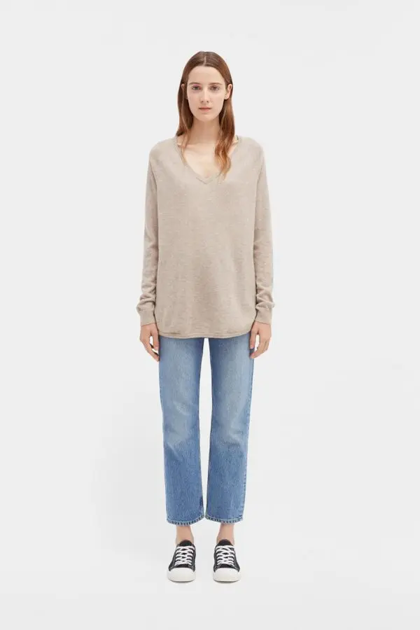 Chinti & Parker The V Neck Sweater - Oatmeal - Image 5