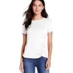 Michael Stars Jess Asymmetrical Ruched Tee - White