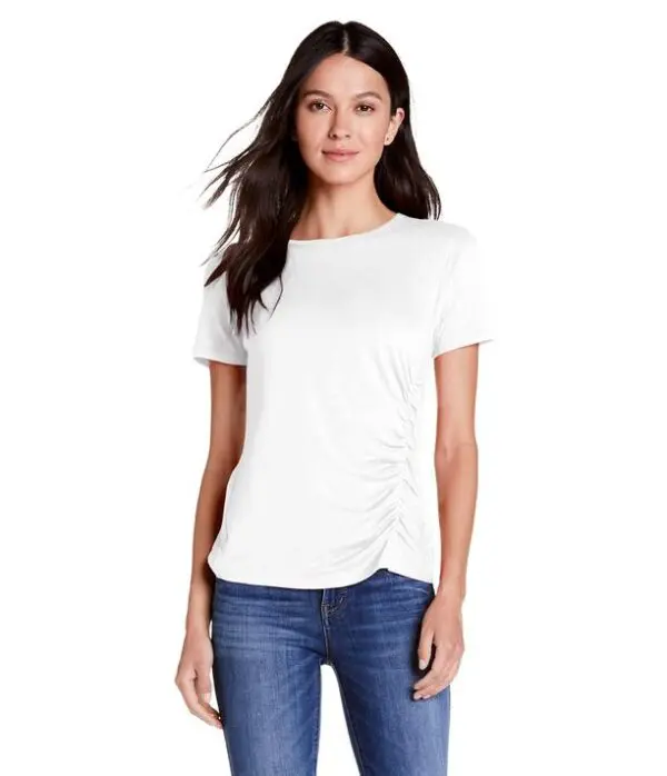 Michael Stars Jess Asymmetrical Ruched Tee - White