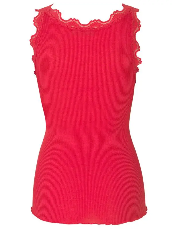 Rosemunde 5205 Silk Top with Lace Trim - 409 Strawberry - Image 2