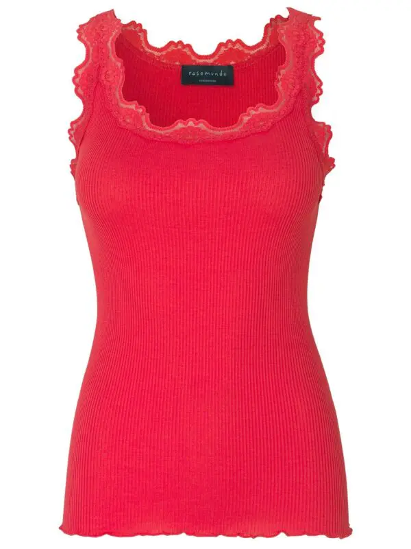 Rosemunde 5205 Silk Top with Lace Trim - 409 Strawberry