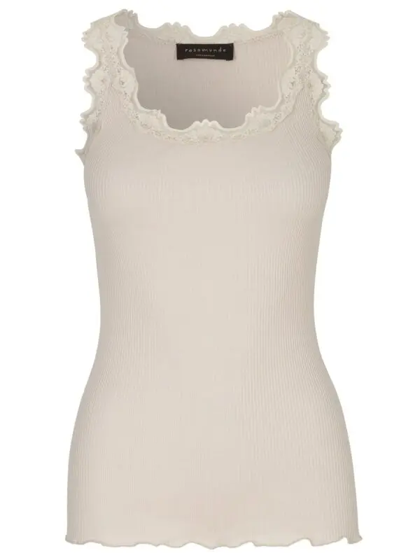 Rosemunde 5205 Silk Top with Lace Trim - 704 sand storm
