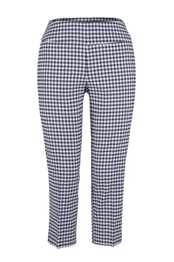 Up! Pants 66289 Cropped Trouser - Navy Gingham