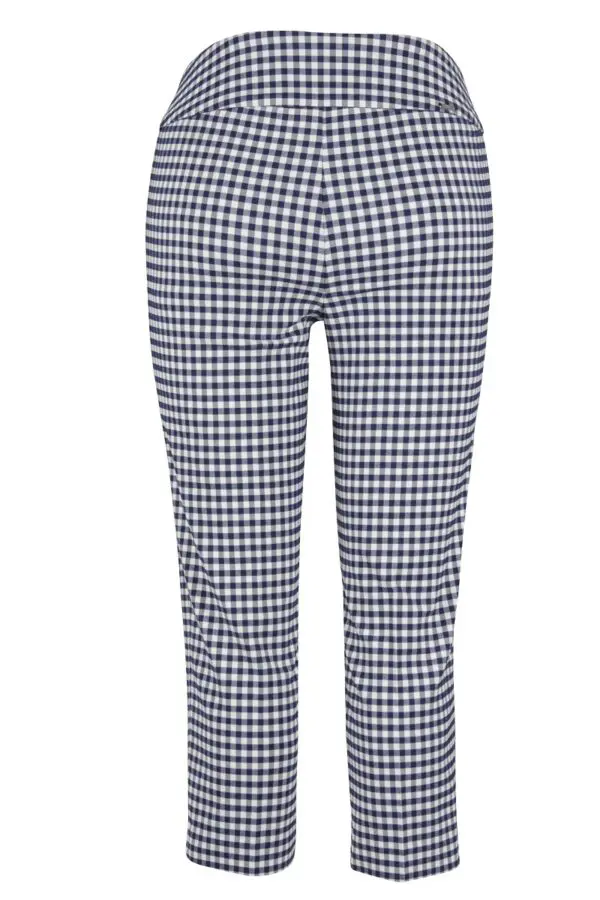 Up! Pants 66289 Cropped Trouser - Navy Gingham - Image 2