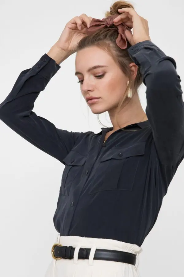Rails Rhett Silk Shirt - Charcoal - Image 3