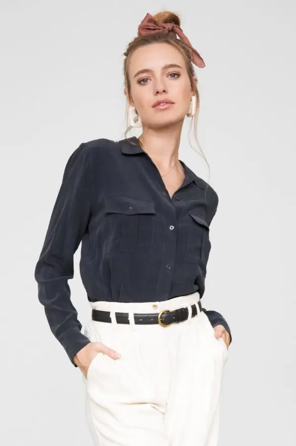 Rails Rhett Silk Shirt - Charcoal