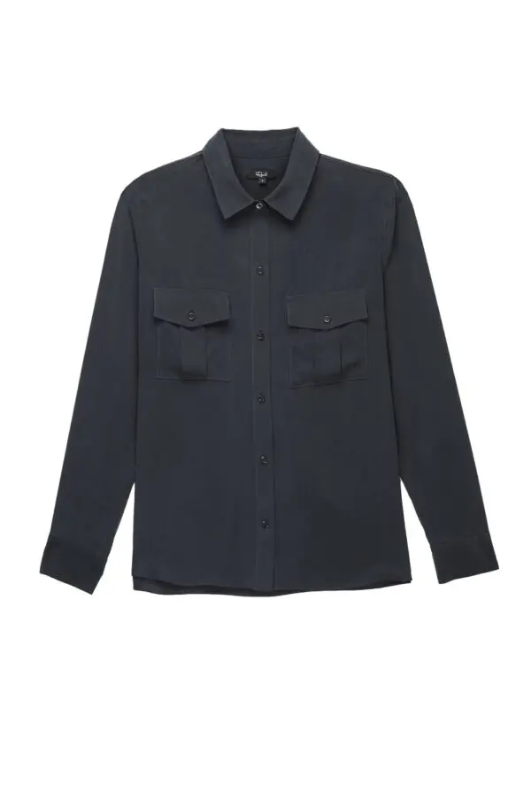 Rails Rhett Silk Shirt - Charcoal - Image 4