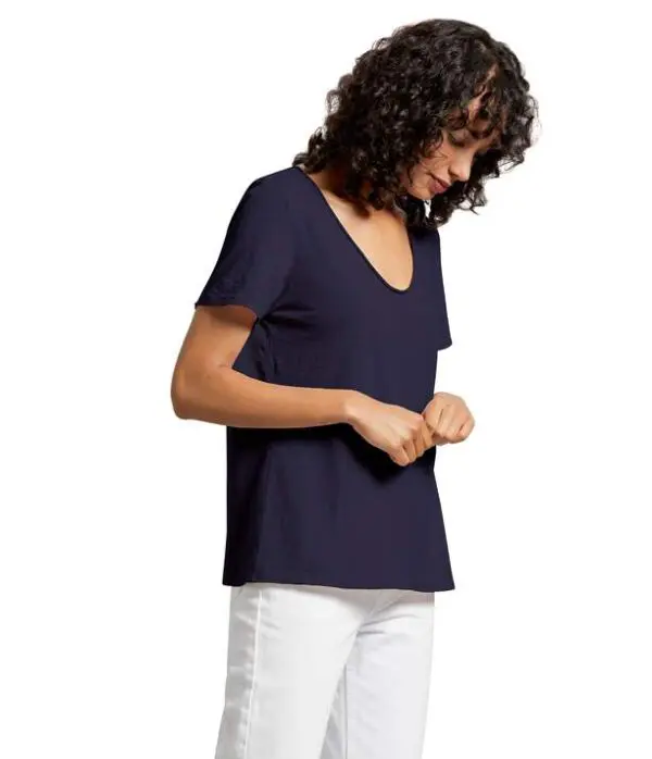 Michael Stars Kayla One Size Soft V Neck Tee - Admiral - Image 3