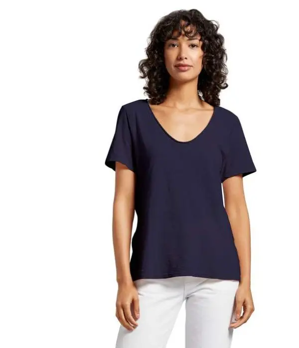 Michael Stars Kayla One Size Soft V Neck Tee - Admiral