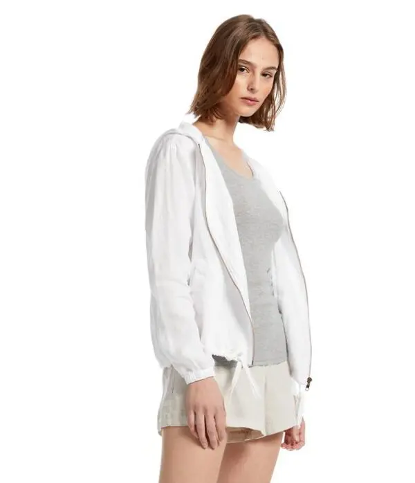 Michael Stars Sierra Linen Hooded Jacket - White - Image 3