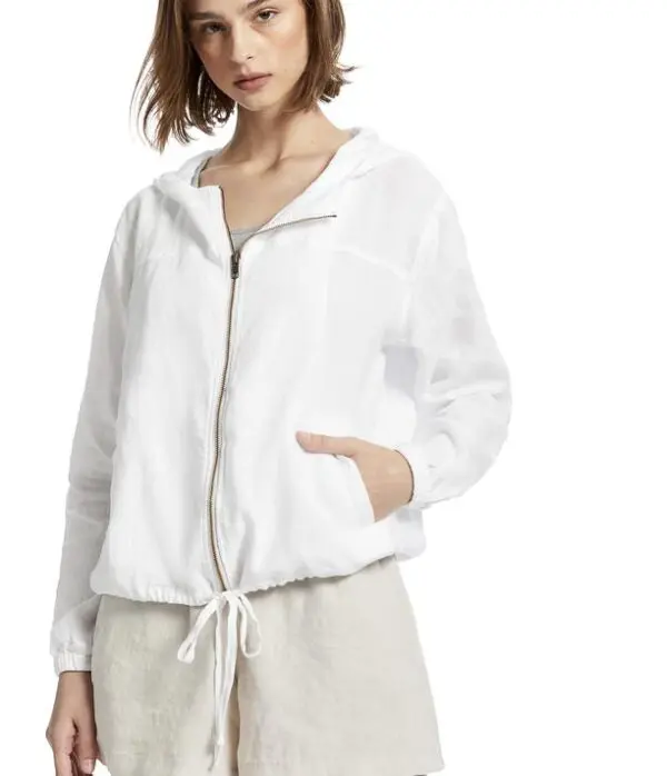Michael Stars Sierra Linen Hooded Jacket - White - Image 2
