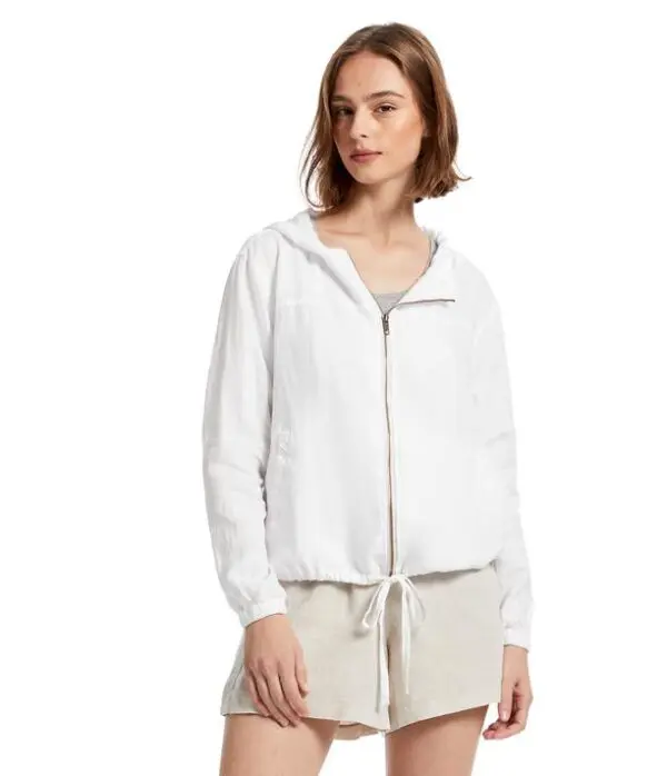 Michael Stars Sierra Linen Hooded Jacket - White