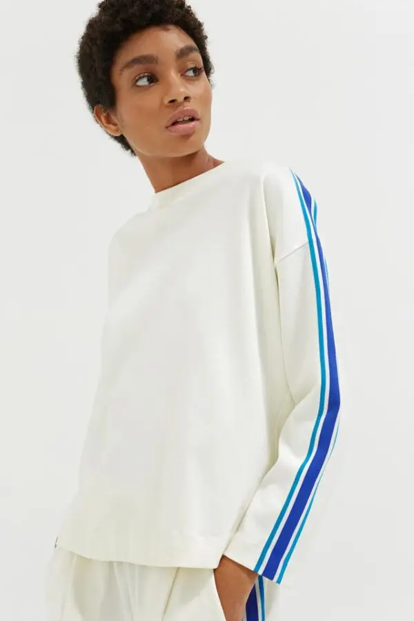 Chinti & Parker Open Back Brushed Cotton Sweatshirt - Off White - Image 6