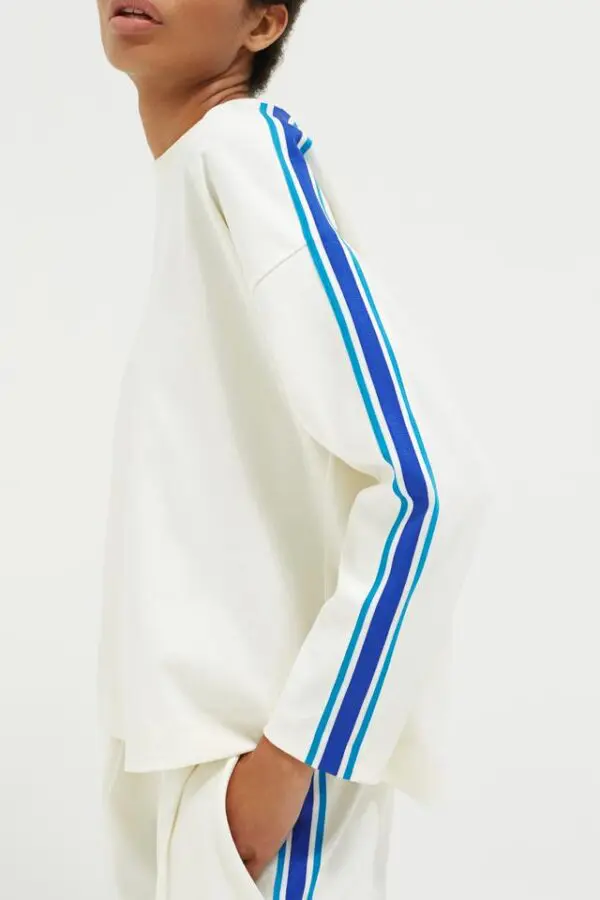 Chinti & Parker Open Back Brushed Cotton Sweatshirt - Off White - Image 4