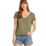 Michael Stars Jade Soft V Neck Tee - Olive
