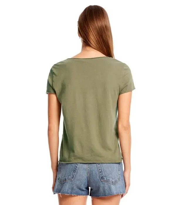 Michael Stars Jade Soft V Neck Tee - Olive - Image 2