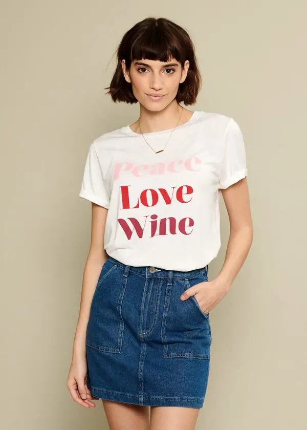 South Parade Lola Peace Love Wine T Shirt - White