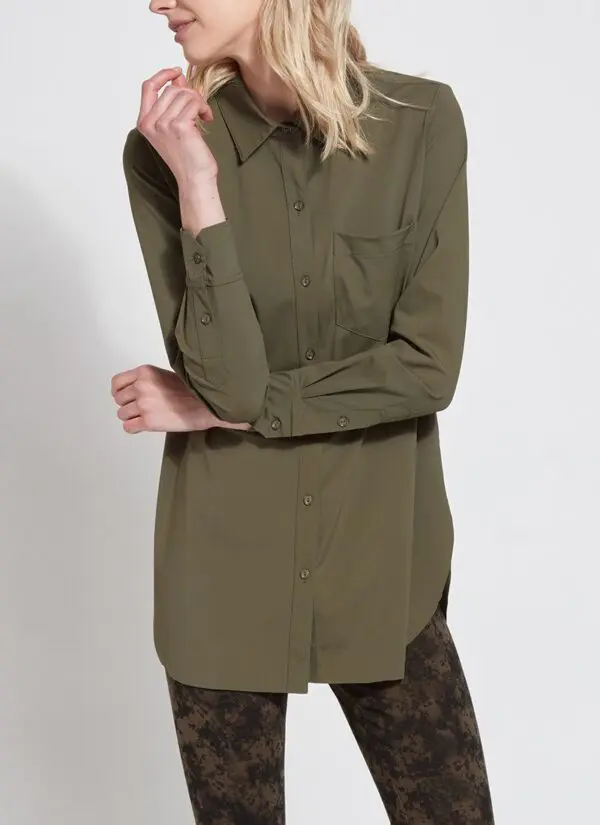 Lyssé Schiffer Button Down Shirt - Olive - Image 3