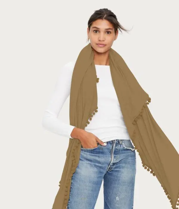 Michael Stars Blanket Scarf with Pom Poms - Gingersnap