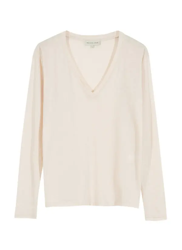 Maison Anje Tamise V Neck Top - Milk