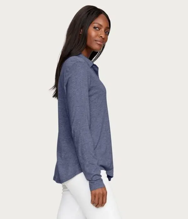 Michael Stars Harley Long Sleeve Button Down Top - Marin - Image 3