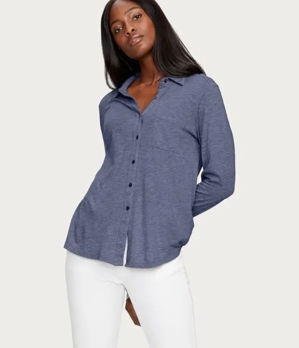 Michael Stars Harley Long Sleeve Button Down Top - Marin
