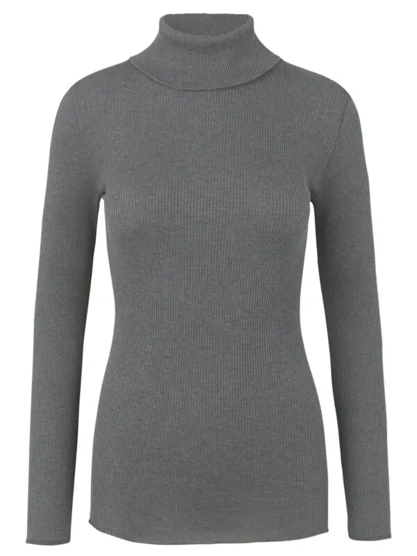 Rosemunde Silk Roll Neck Top - Dark Grey