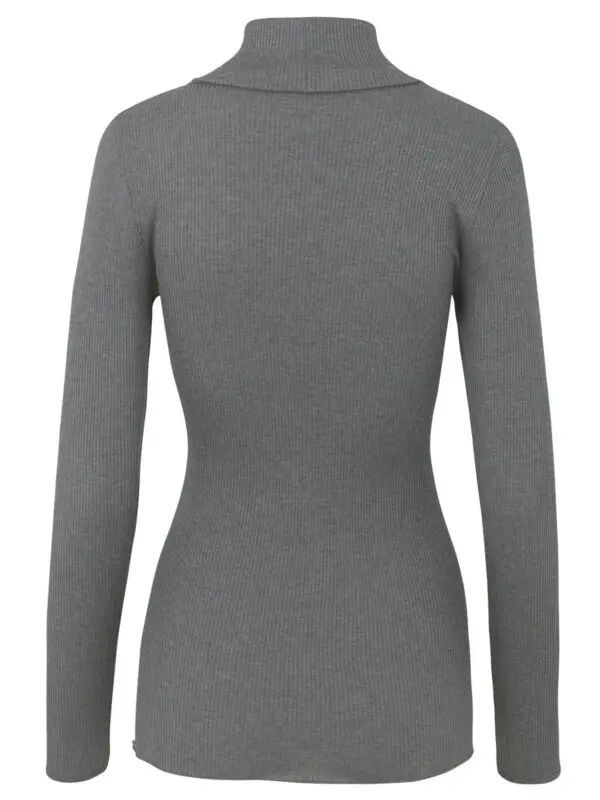 Rosemunde Silk Roll Neck Top - Dark Grey - Image 2