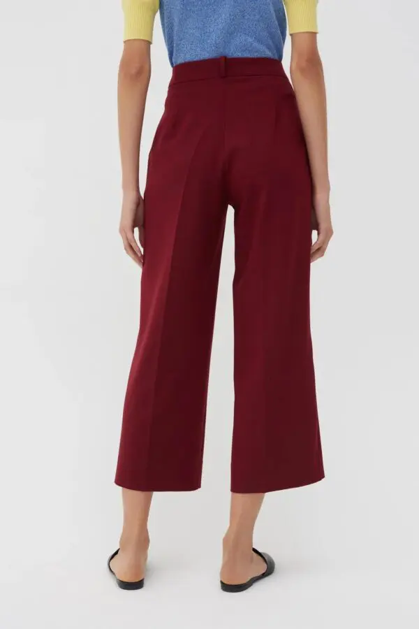 Chinti & Parker Wool Twill Cropped Trousers - Berry - Image 3