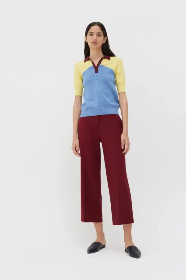 Chinti & Parker Wool Twill Cropped Trousers - Berry - Image 2