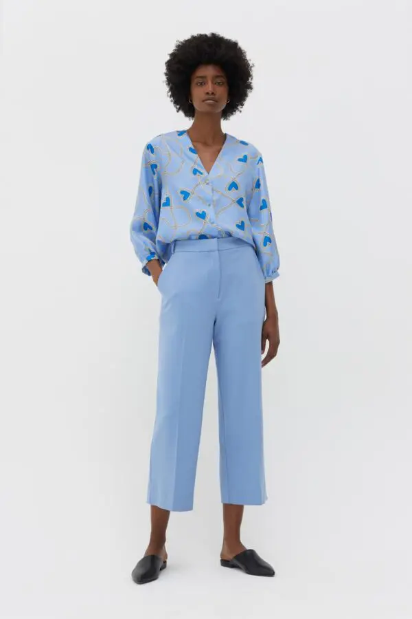 Chinti & Parker Wool Twill Cropped Trousers - Sky Blue - Image 5