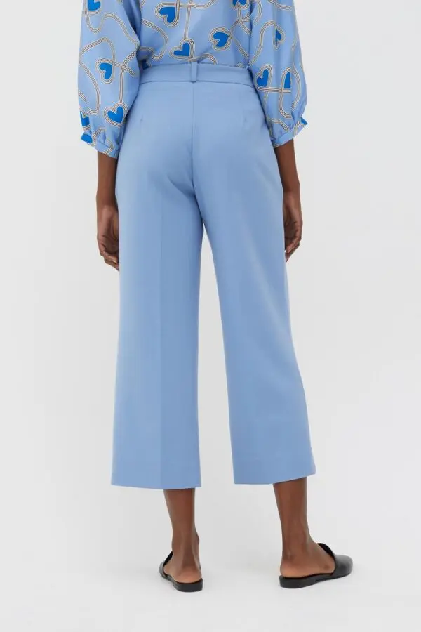 Chinti & Parker Wool Twill Cropped Trousers - Sky Blue - Image 3