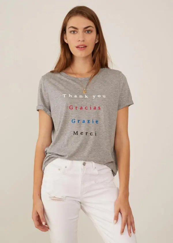 South Parade Lola Thank You T Shirt - Heather Grey