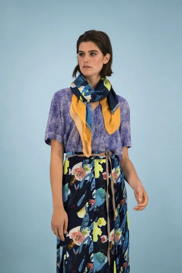 POM Amsterdam SP6154 Shawl - Flower Play Blue - Image 3
