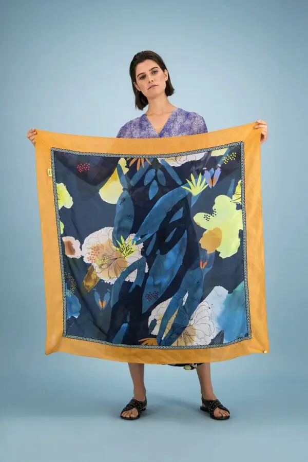 POM Amsterdam SP6154 Shawl - Flower Play Blue - Image 2