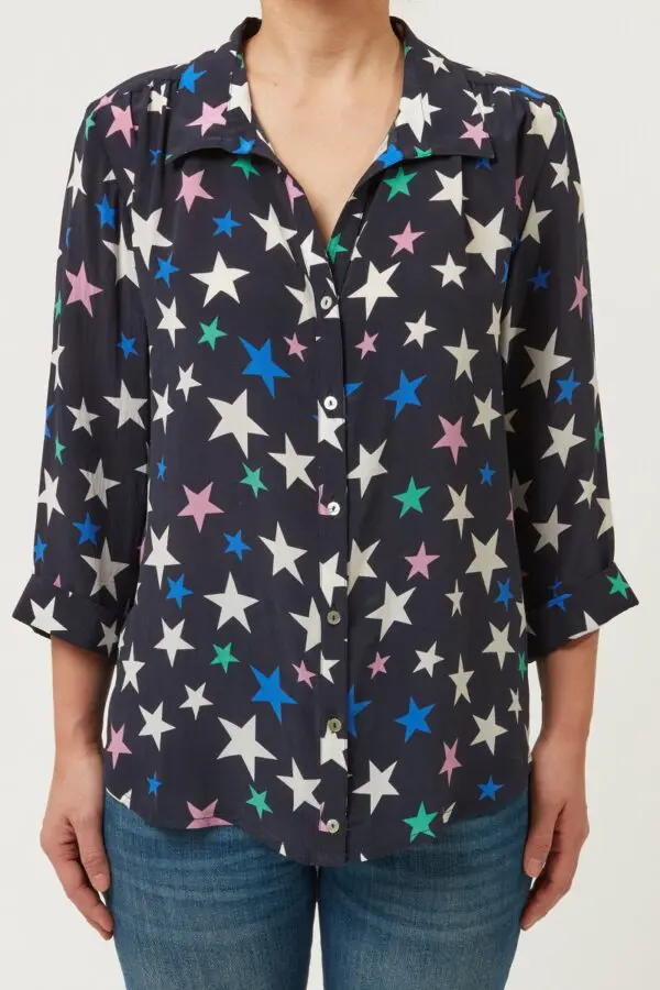 Allie & Grace Callum Star Silk Shirt - Grey Print