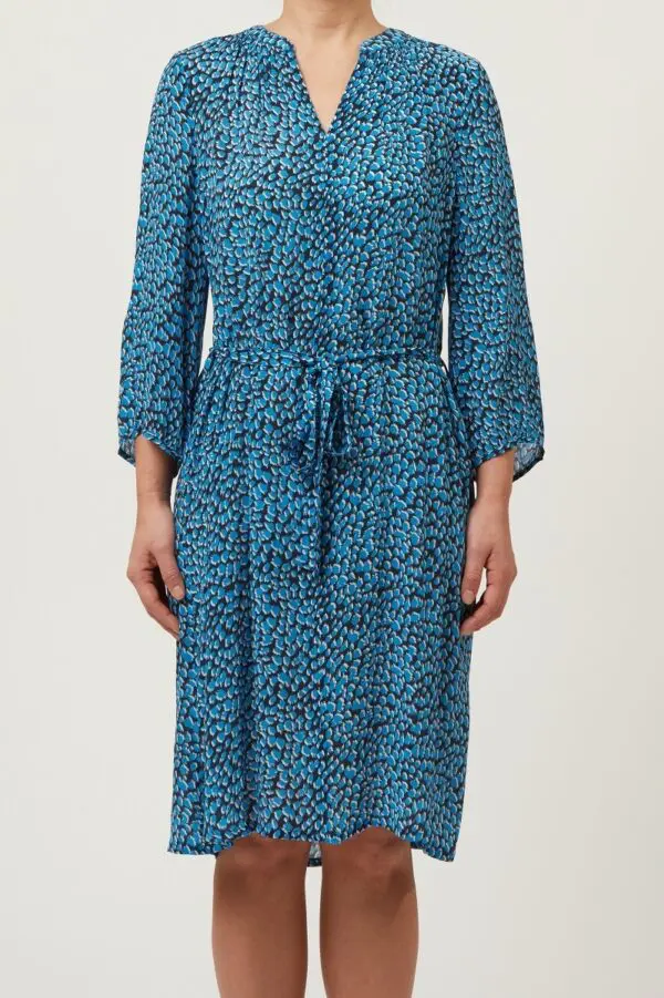Allie & Grace Freya Shirred Neck Dress - Blue Print